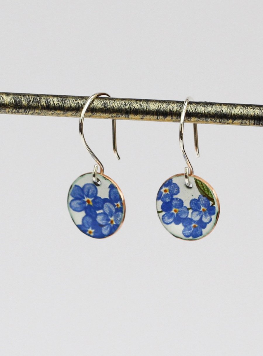 Forget me not  enamelled earrings