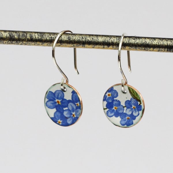 Forget me not  enamelled earrings