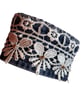 One of a Kind Upcycled Denim Cuff Bracelet with Lace and Faux Gold Beads 