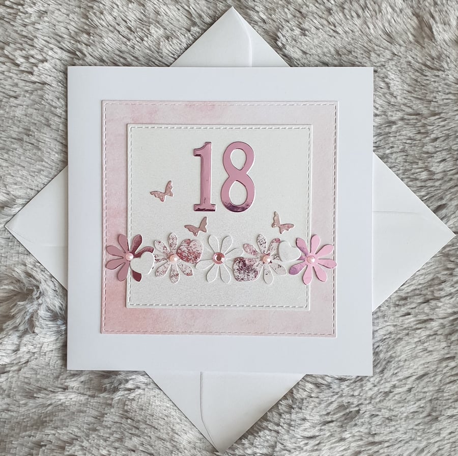 18th Birthday Card - Pink