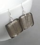 Large Dark Grey Fused Glass Drop Earrings - Charcoal Grey Square Drop Earrings - Image 2