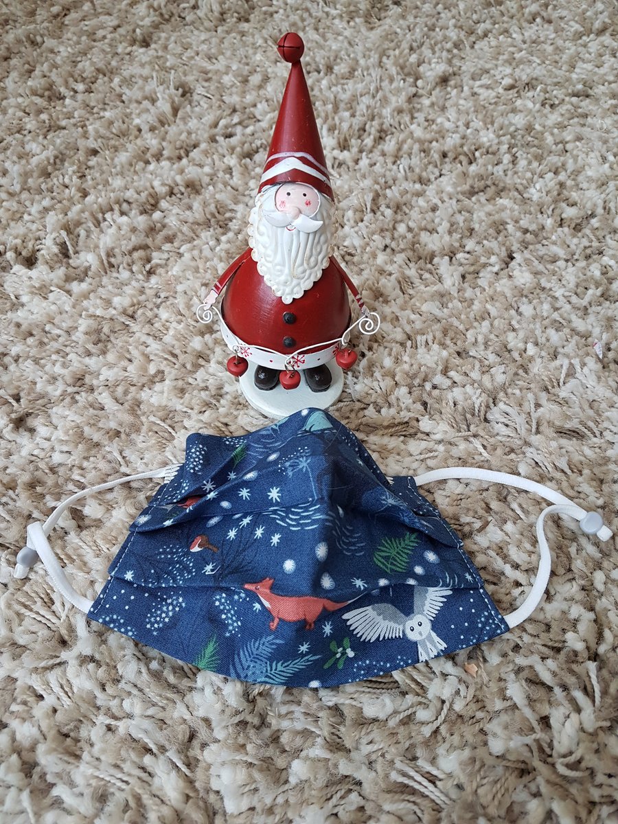 Small Adult or Teenager face covering – Animals in a Snowy Forest Print