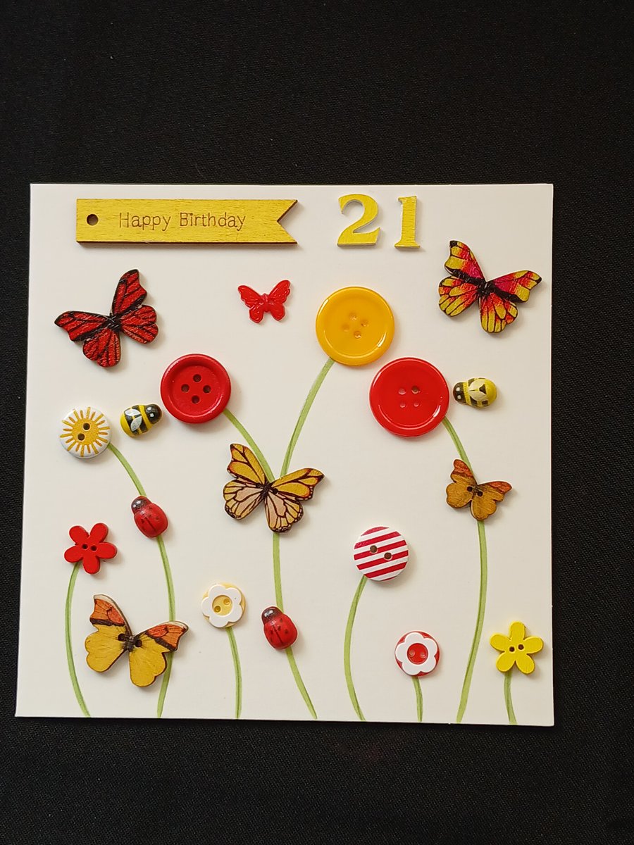 Handmade 21st birthday card 