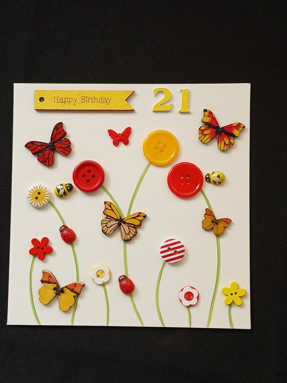 Handmade 21st birthday card 