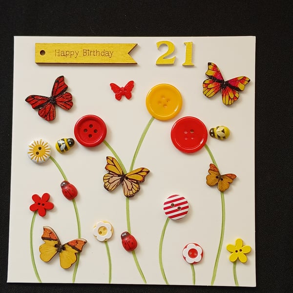 Handmade 21st birthday card 