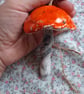 ceramic hanging mushroom bright orange large - Image 4