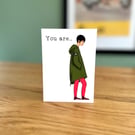 You Are..... Greeting Card 1960s Mod Girl in a Parka with Target