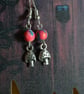 Toadstool earrings with pink clay beads - Image 7