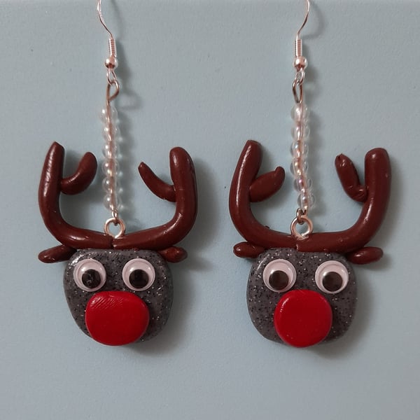 Reindeer christmas earrings