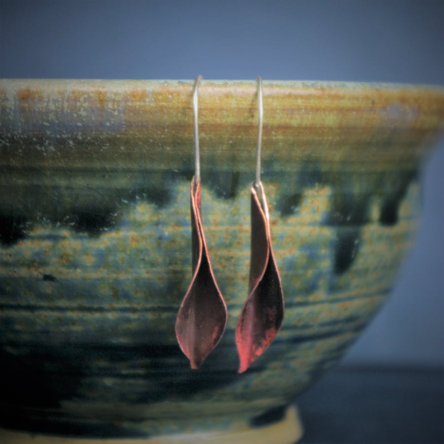 Copper Pod Dangle Earrings