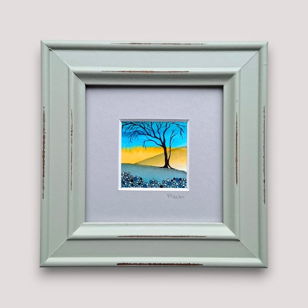 Tiny Framed Original Painting 