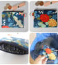 Tote bag and purse set denim and Japanese style print project bag long handles  - Image 2