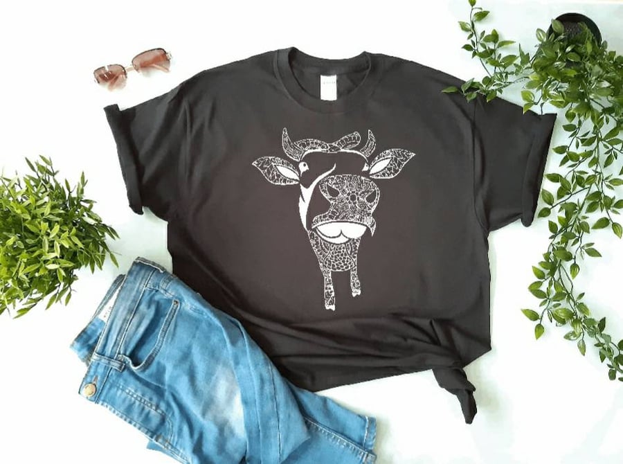 Cow Mandala t-shirt, for women and men