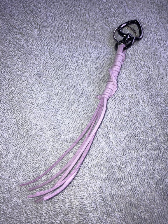 Lavender Suede Keyring - Bag Charm with Gunmetal coloured Heart-shaped Carabiner