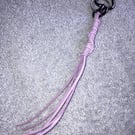 Lavender Suede Keyring - Bag Charm with Gunmetal coloured Heart-shaped Carabiner