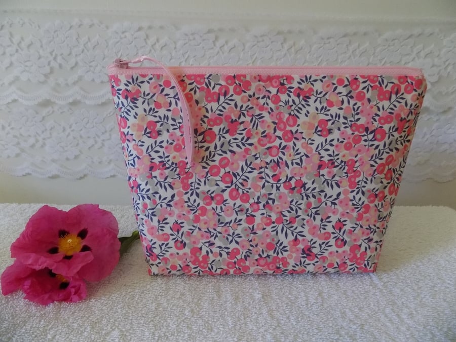 Liberty Floral Fabric Make Up Case Bag, Cotton Cosmetics Purse Pouch