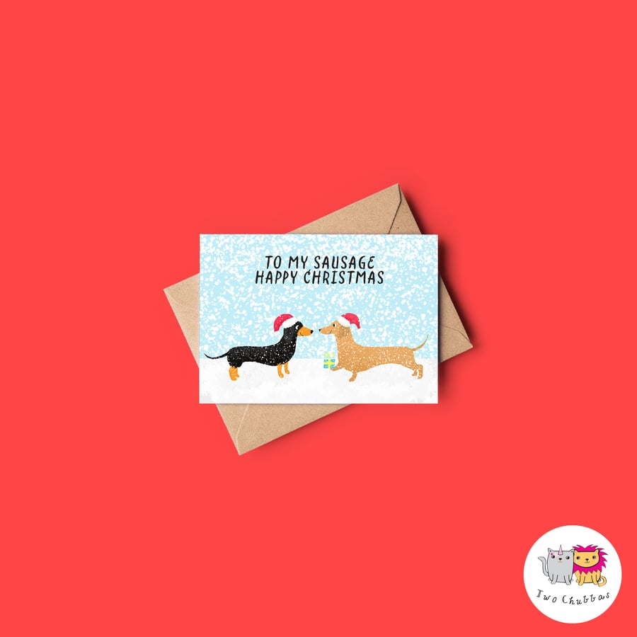 Dachshund Christmas Card, A6 Christmas Card, Cute Animal Christmas Card
