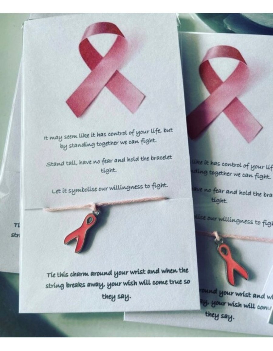 Bundle of 6 breast cancer awareness wish bracelets x6 bracelets gift 