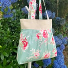 Tote Bag, Pleated Tote Bag, Linen, Hand Bag, Day Bag, Floral