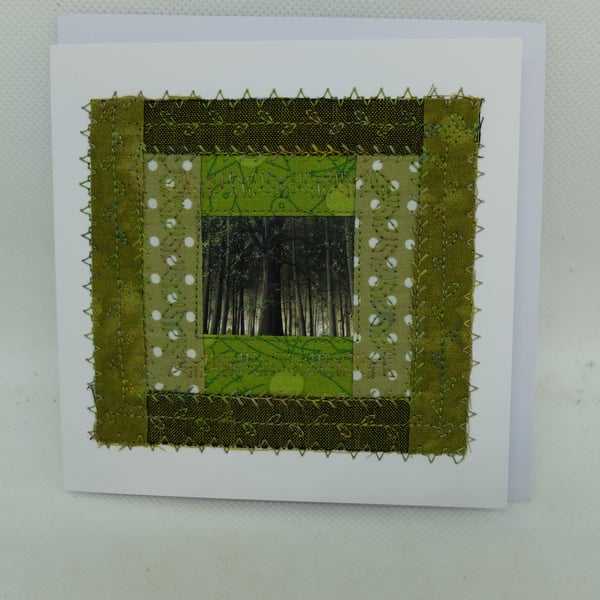 Hand made card, quilt block framing game card artwork