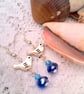 Silver Bird and Blue Crystal Earrings, Blue Earrings, Gift for Her, Bird Earring - Image 1