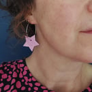 Hoop earrings with handpainted wooden star shapes