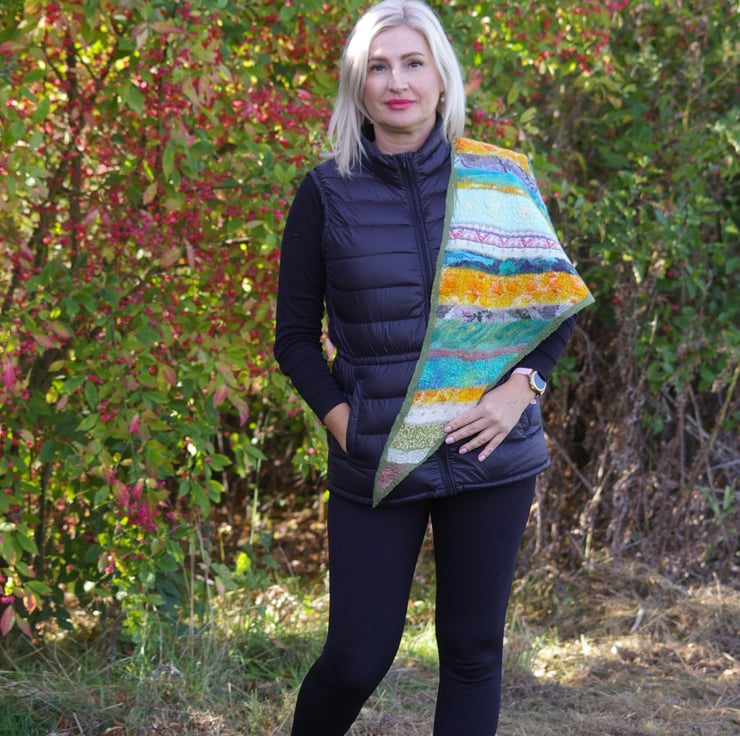 Handmade Nuno Felted Wool and Silk Triangle Sca... - Folksy