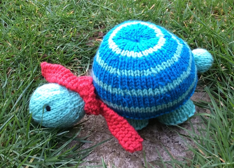 Hand Knitted Striped Tortoise 