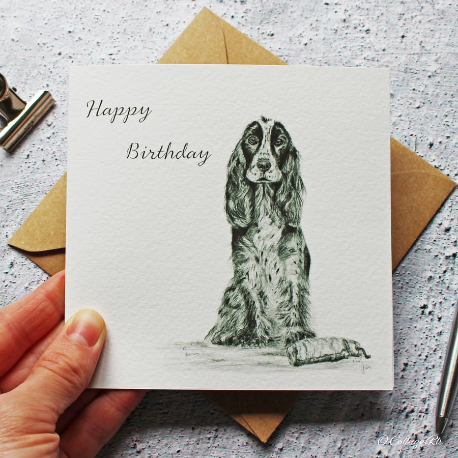 Cocker Spaniel Birthday Card Dog Card Hand Designed By CottageRts