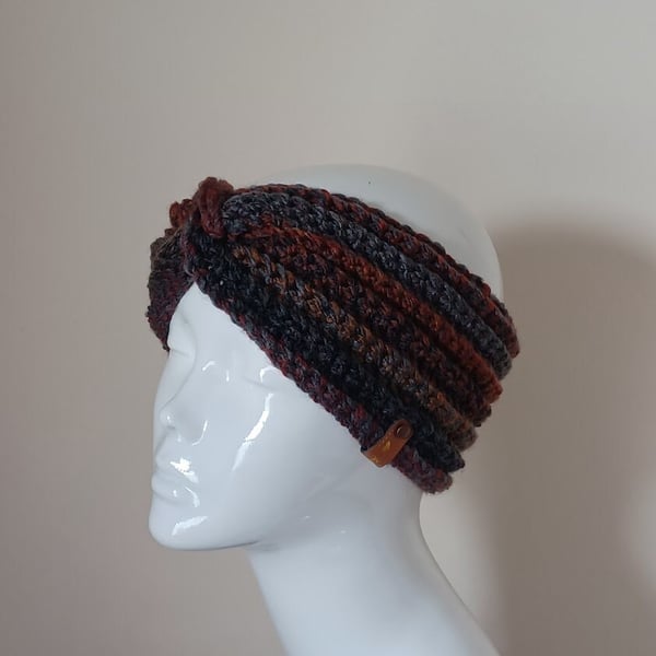Twisted chunky headband, classic crochet ear warmer