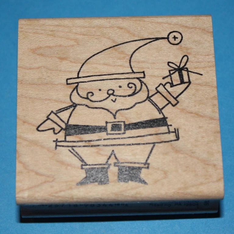 Inkadinkado Santa Christmas Rubber Stamp (98344LL) Wooden Mounted