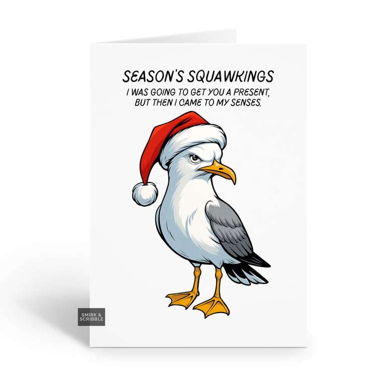 Funny Christmas Card For Him Or Her - Grumpy Seagull