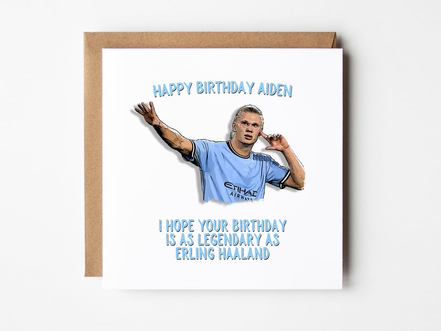 Erling Haaland Birthday Card, Manchester City Card, Man City Card For Son