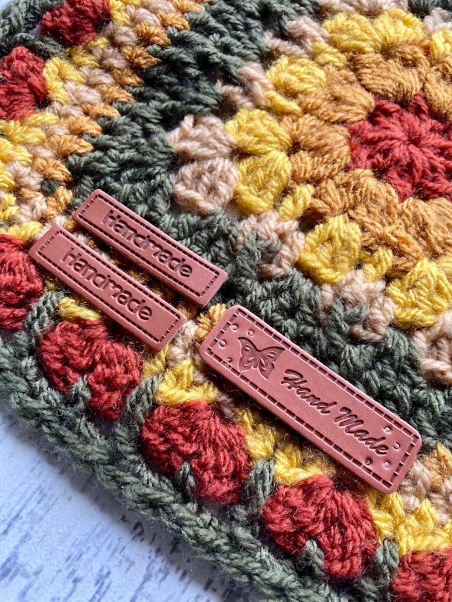 Handmade tag faux leather rectangular for sewing, knitting, crochet projects