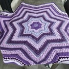 Shades of purple crochet star shaped baby blanket