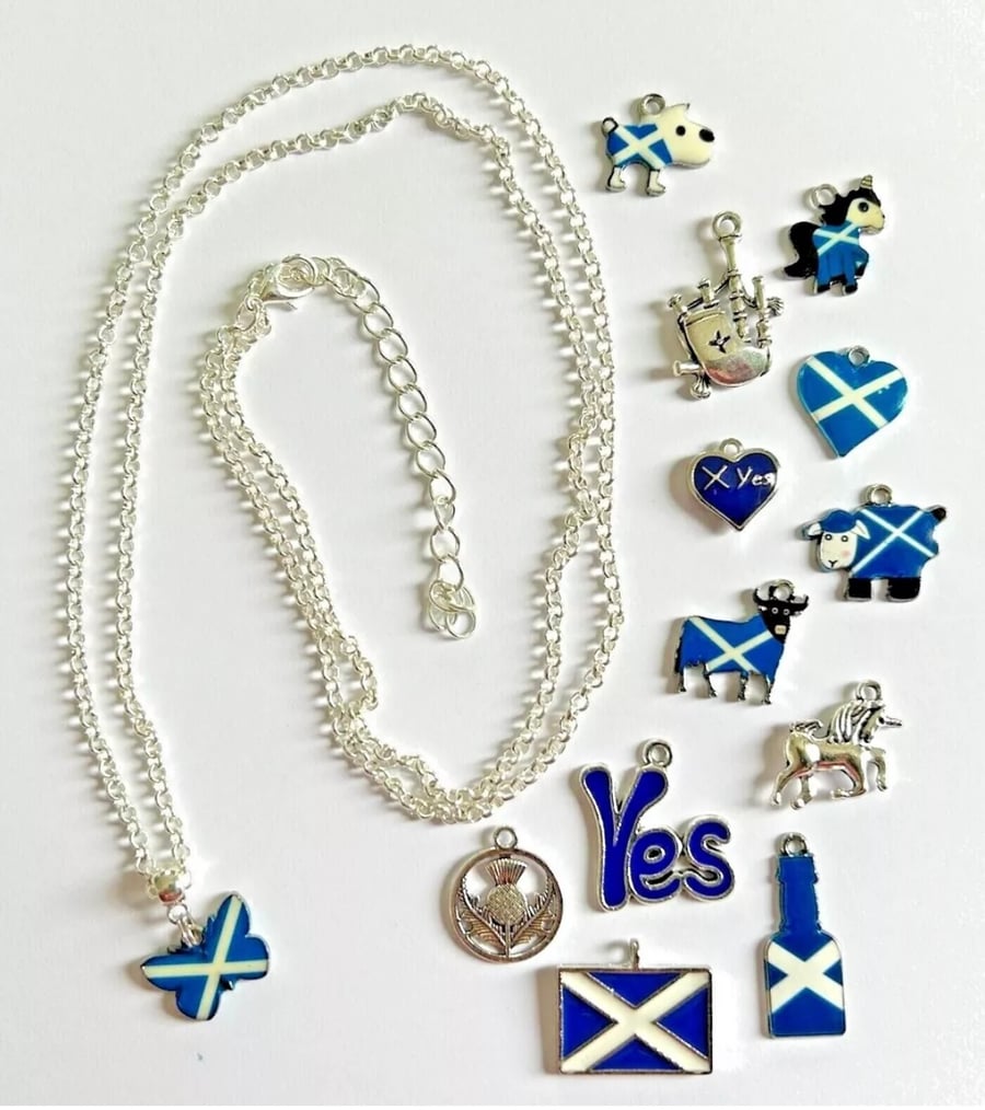 Scotland theme Pendant on Long (30inch) Belcher Chain. Choice of Pendants