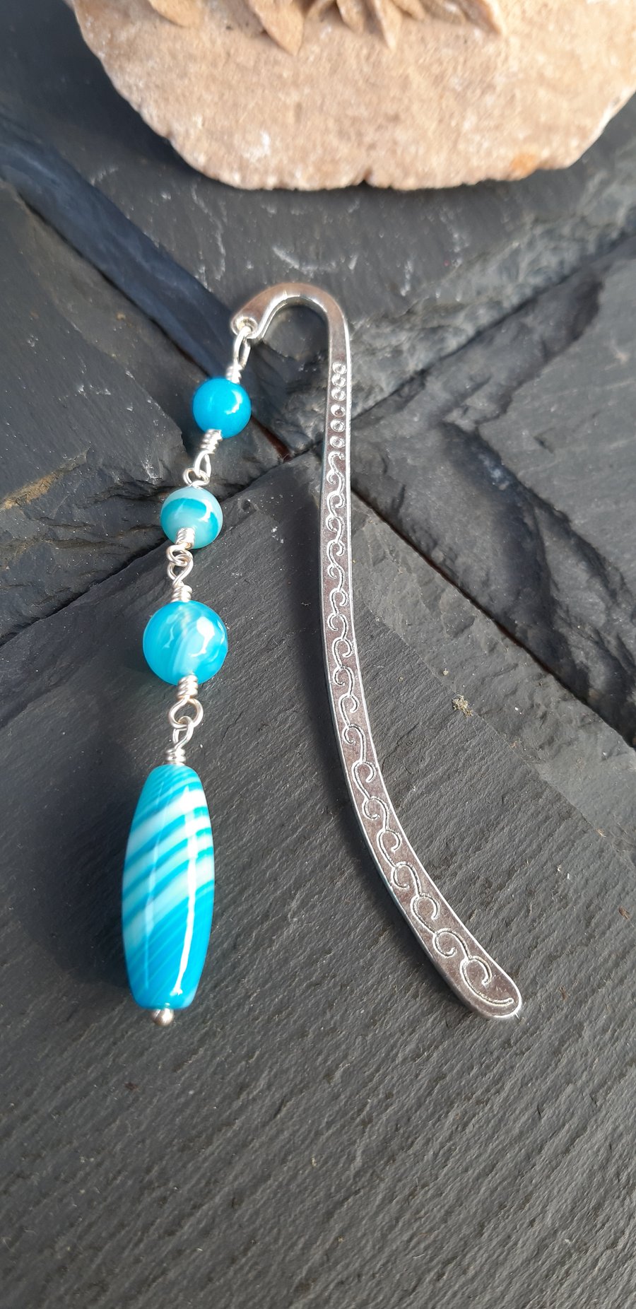Turquoise Stripe Agate Bookmark