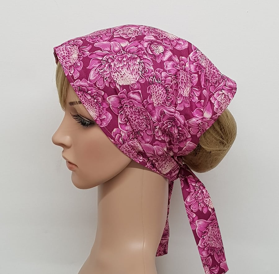 Extra wide hair tie for women floral cotton self tie head scarf bandanna