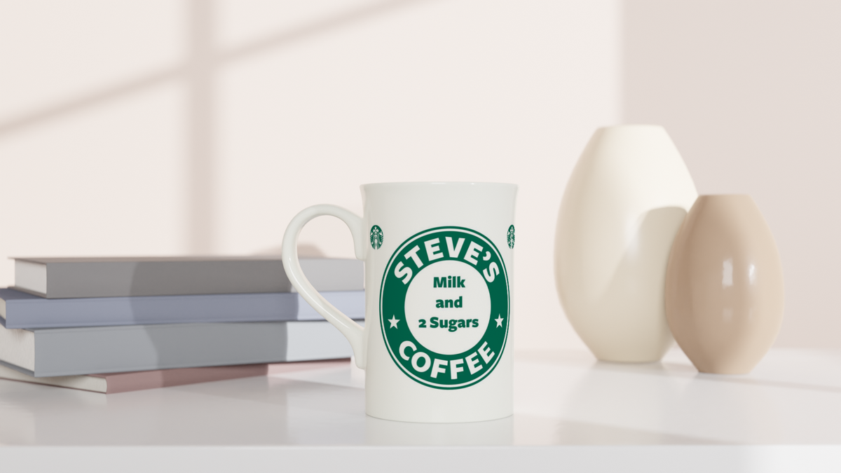 Starbucks inspired mug and coaster. Porcelain  8oz mug. Christmas present