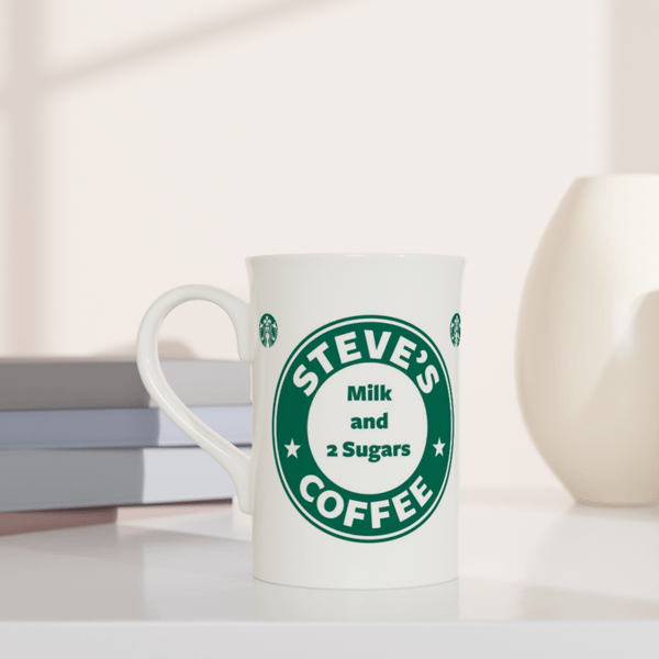 Starbucks inspired mug and coaster. Porcelain  8oz mug. Christmas present