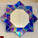 Rainbow stained glass framed mirror