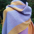 Handwoven Lightweight Cotton Blend Wrap Scarf in Blue, Yellow & Pink