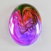 Large Fantasy Oval Cabochon in Green & Purple, hand made cabochon