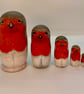Unique and original hand painted Robin bird nesting dolls mini set of 5