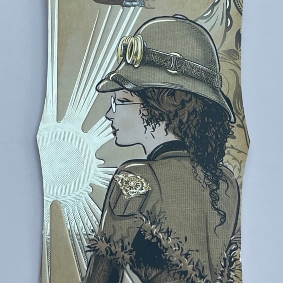 Glamorous Steampunk lady bookmark
