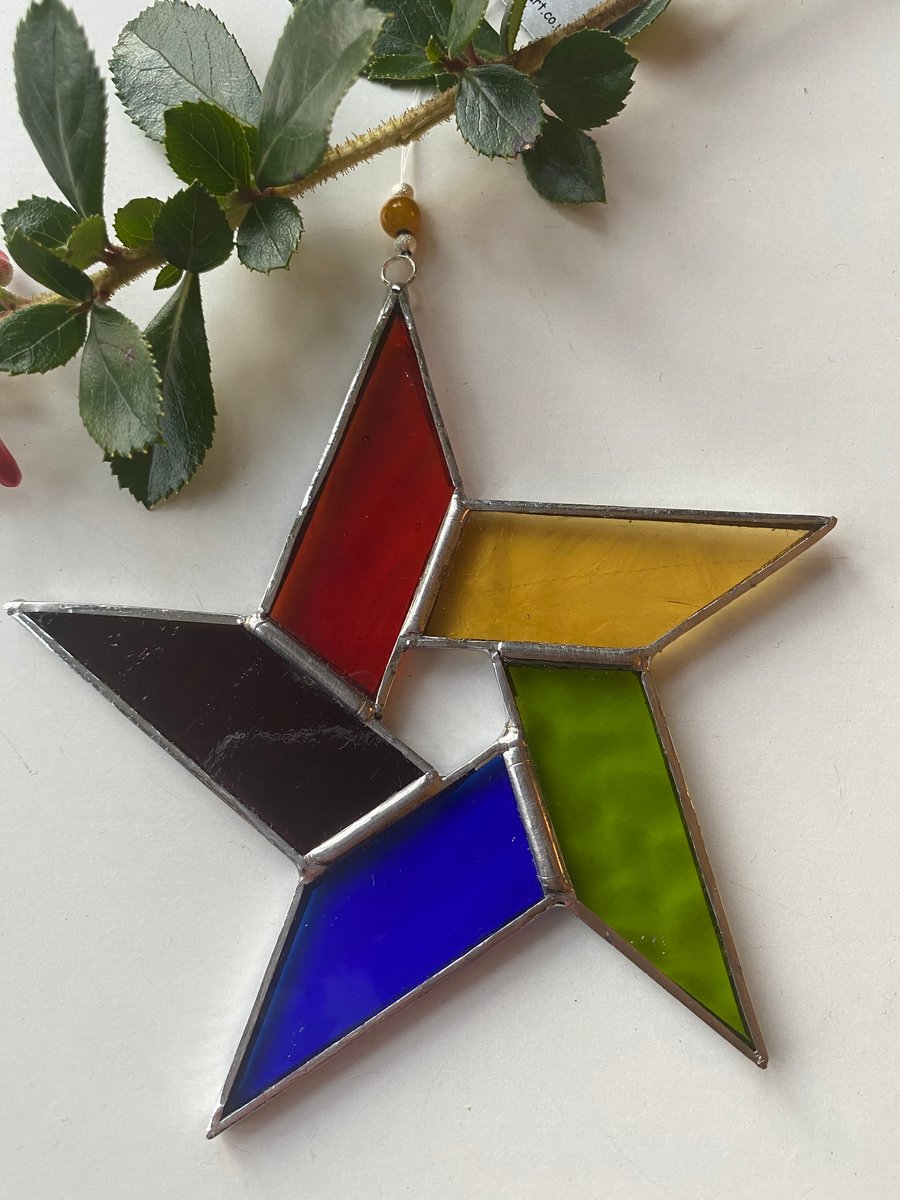 Stained Glass Pentagon Star