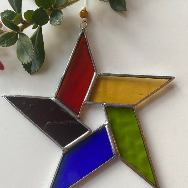 Stained Glass Pentagon Star