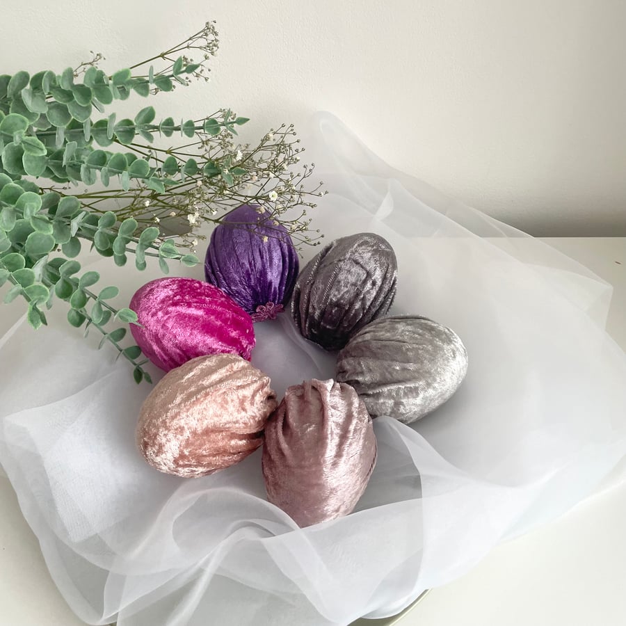 Pastel Velvet Easter Eggs Set of 6 Velvet Blush Pink Easter Egg Ornaments 