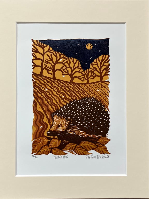 ‘Hedgehog’ original lino print