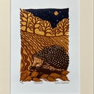 ‘Hedgehog’ original lino print